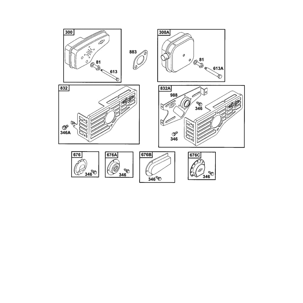 Gasket-Muffler Diagram and Parts List for 121700TO121799  Briggs and Stratton Engine